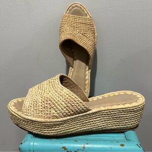 Jeffrey Campbell Raffia Platform Slide Sandal Size 10